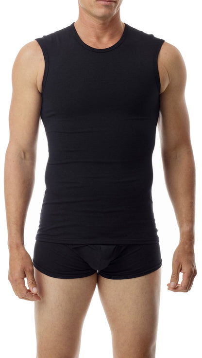 Underworks Cotton Concealer Compression Muscle Shirt Top, Medium, Black