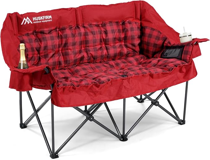 Double Camping Chairs Padded Loveseat Chair