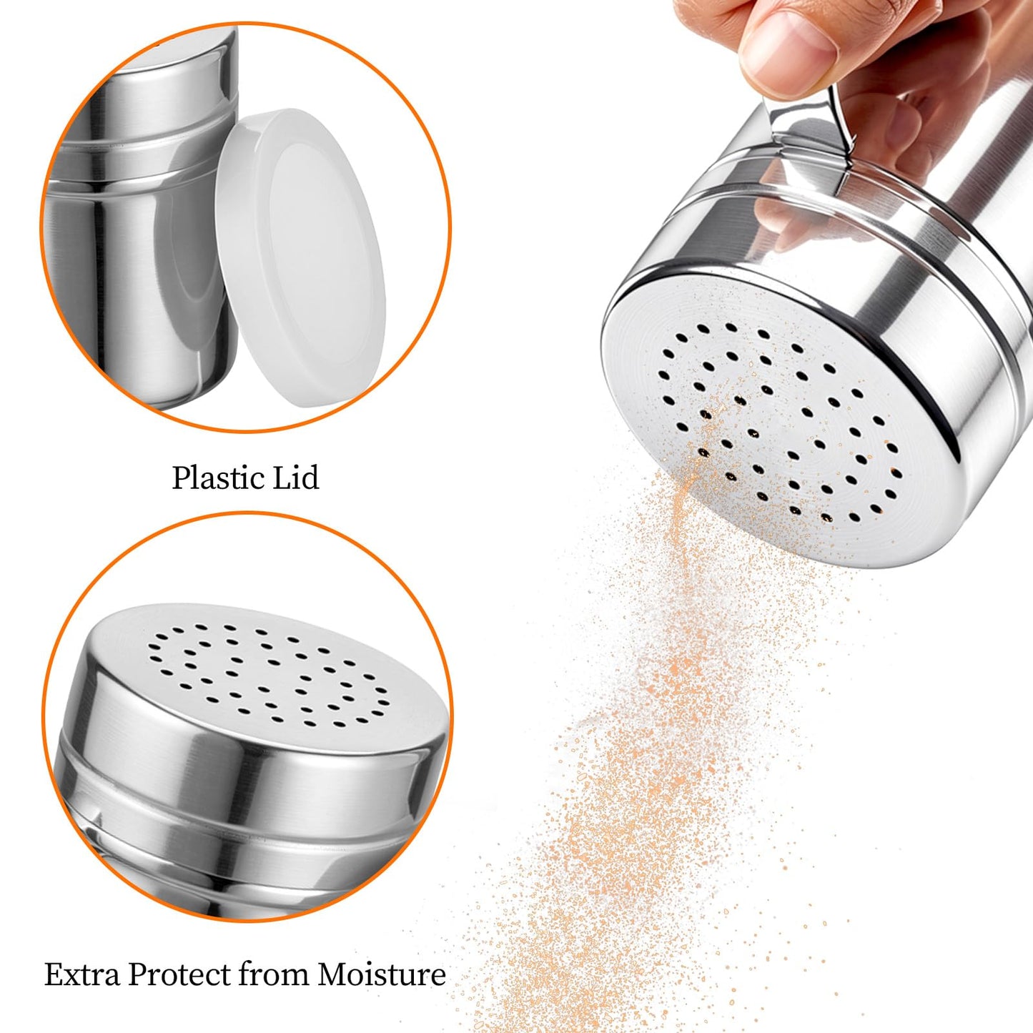 10 Pcs Popcorn Salt Shaker, Stainless Steel Salt and Pepper Shakers with Lid and Handle, 10 Oz Dredge Spice Seasoning Condiment Shakers for Kitchen Cooking Baking