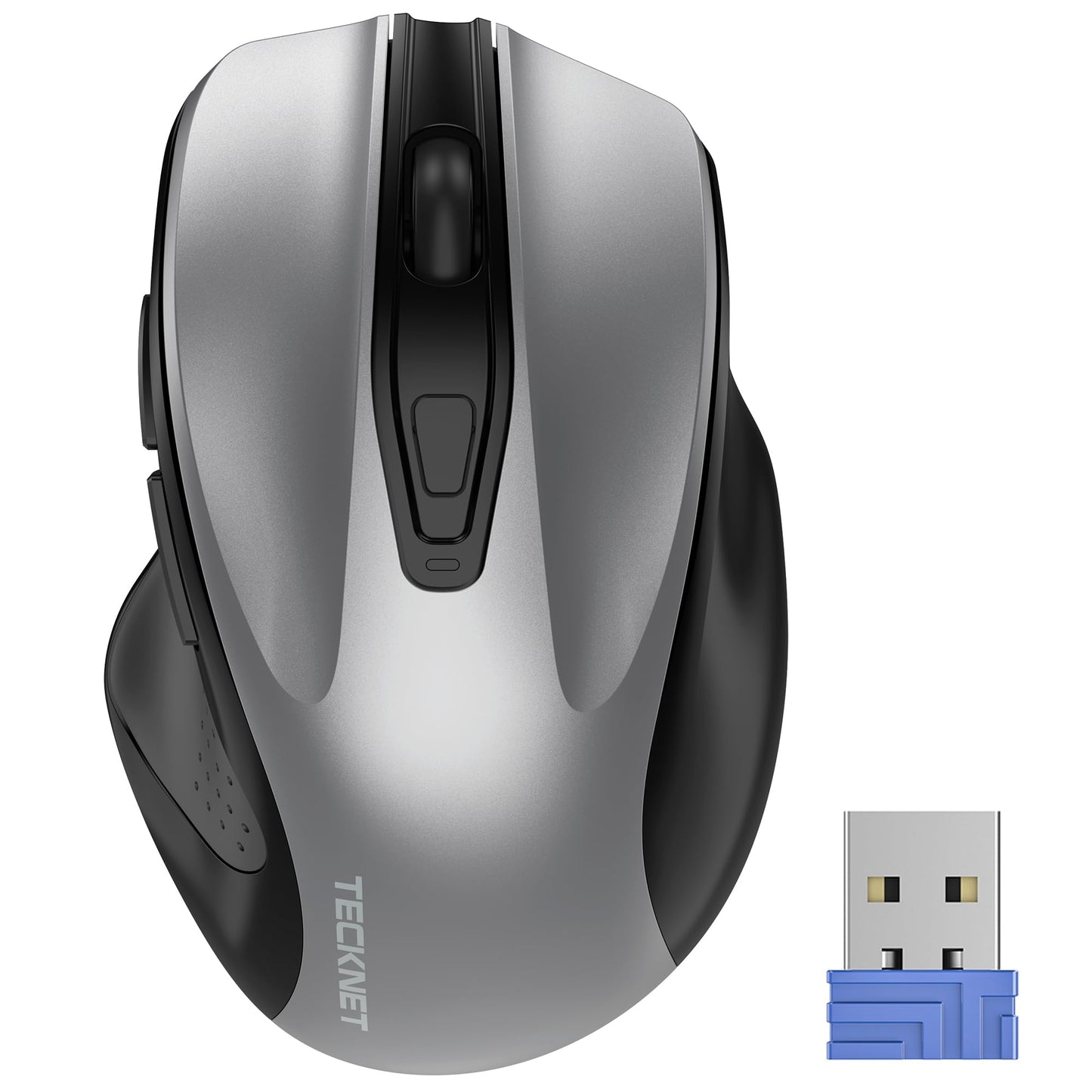 TECKNET Wireless Mouse, 2.4G Ergonomic Optical Mouse, Computer Mouse for Laptop, PC, Computer, Chromebook, Notebook, 6 Buttons, 24 Months Battery Life, 2600 DPI, 5 Adjustment Levels