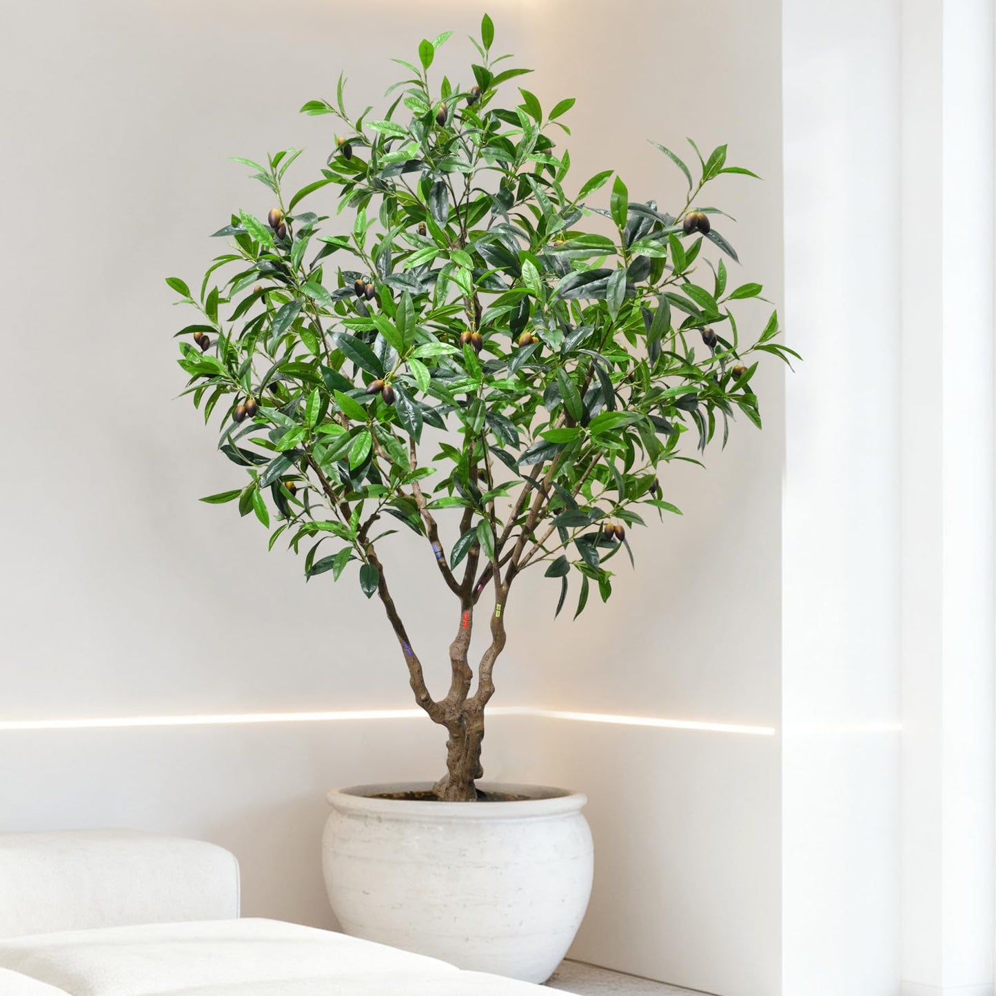 ZSENENT 7.5ft Large Realistic Artificial Olive Tree with Olives - Premium Silk Mediterranean Faux Tree with Bendable Branches & Sturdy Base for Indoor Outdoor Farmhouse Office Decor