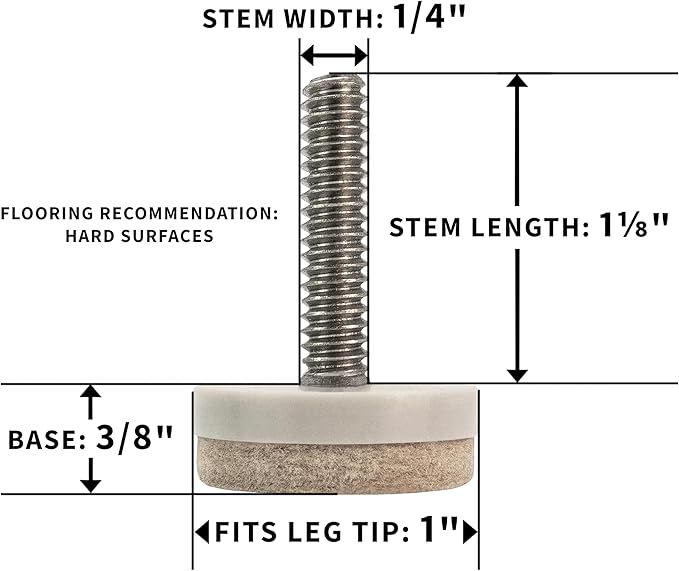 Shepherd Hardware 4 Pack 1" Threaded Felt Furniture Glides