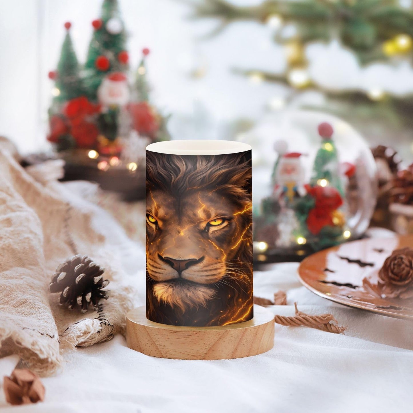 KGLDSNM Golden Lion LED Flameless Flickering Candle with Remote Timer Battery Operated for Indoor Outdoor Party Holiday Home Decor 2 Pack
