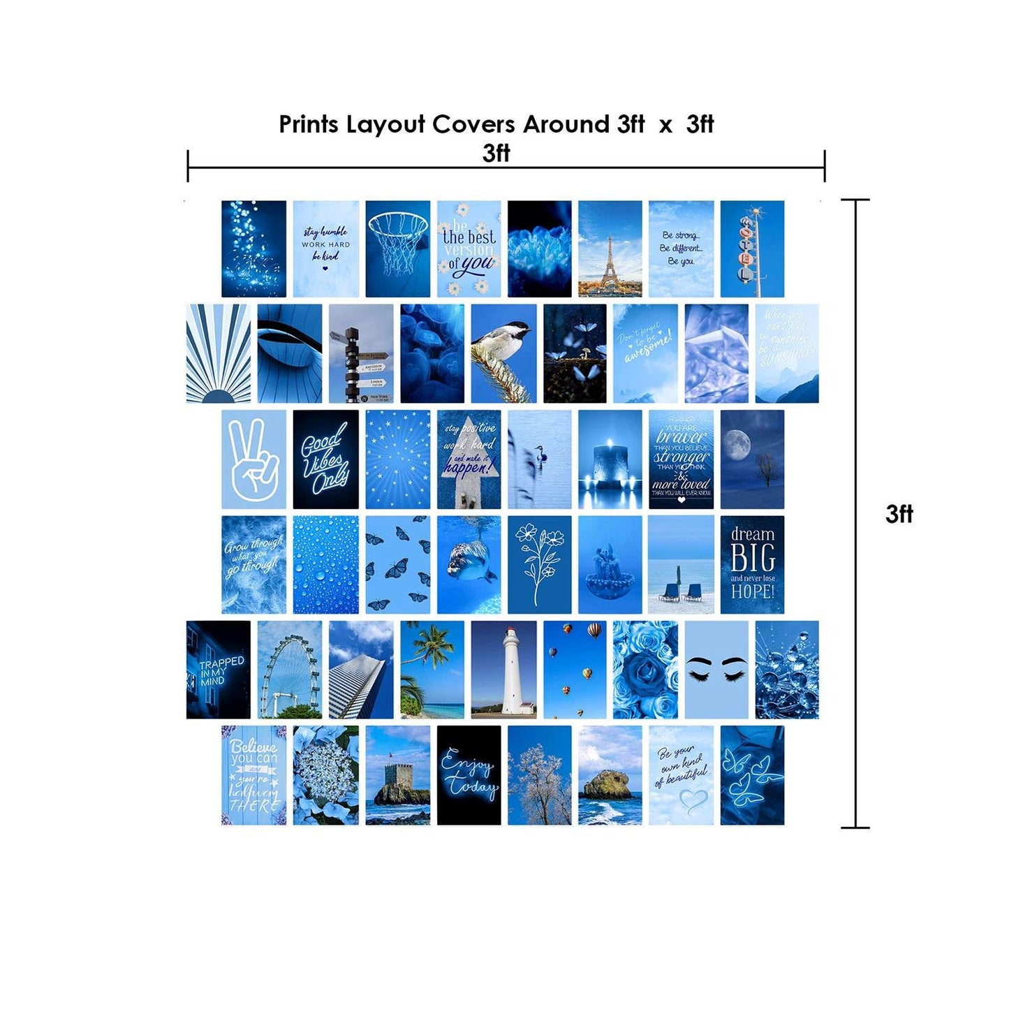 WOONKIT Blue Wall Collage Kit - Aesthetic Pictures, Room Decor for Teen Girls, 50pcs 4x6 inch