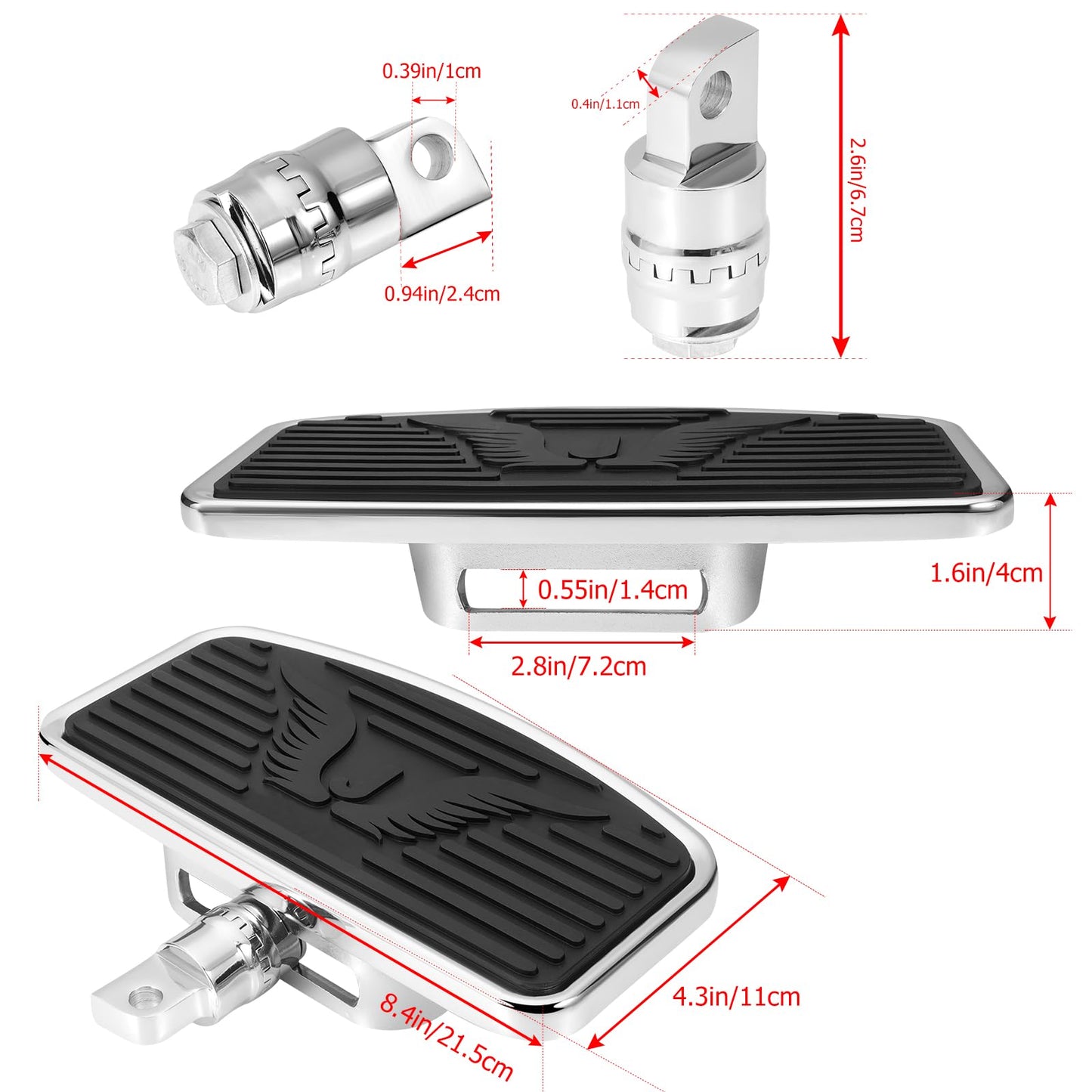Adjustable Motorcycle Floorboards Rear Passenger Foot Pegs Footboard Pedals Compatible with Harley Sportster 883 1200 (Eagle Pattern Rear Floorboard)