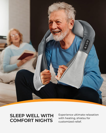 CooCoCo Shiatsu Neck and Back Massager,HSA Eligible,Cordless Neck Shoulder Massager for Pain Relief Deep Tissue,6D Kneading Massager with Dual-Zone Heat and Larger Size, Birthday Gifts for Dad Mom