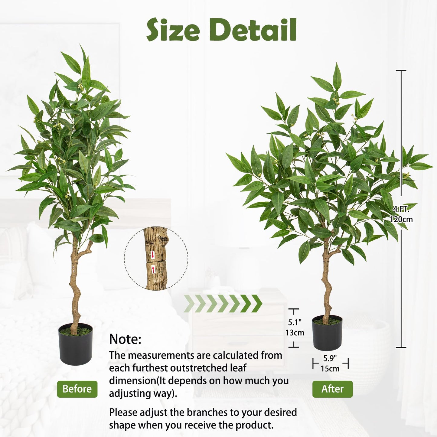 Artificial Eucalyptus Tree Plant in Black Pot – 4FT Tall Faux Indoor Plant for Home Décor, Modern Greenery for Living Room, Bedroom, Office