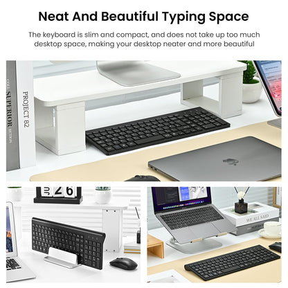 Wireless Keyboard Mouse Combo, cimetech 2.4G Ultra-Thin Keyboard and Mouse Set with Sleek Ergonomic Silent Design & Stable Connection for Windows PC Laptop Computer (QWERTY UK Layout, Black)