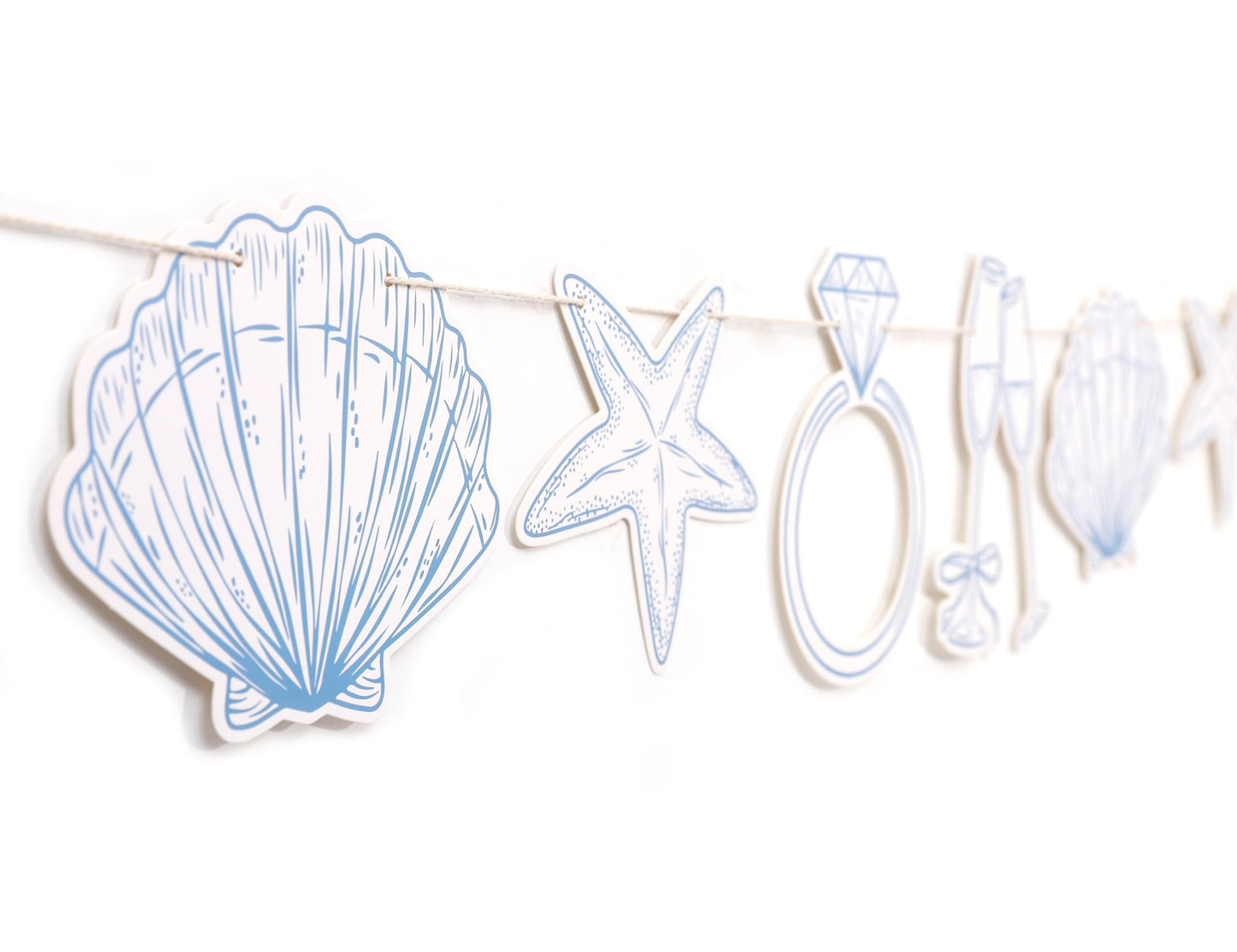 Last Toast On The Coast Banner - Coastal Bachelorette Decor,Seashell Garland Blue Bridal Shower Beach Party Banner,Seashells And Wedding Bells Garland (banner-1)