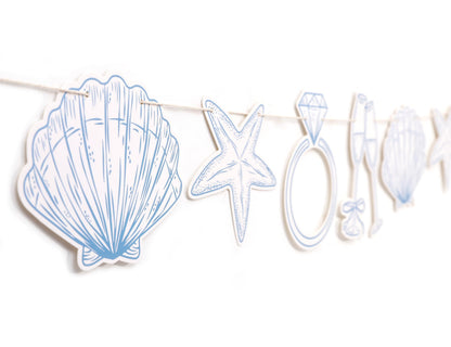 Last Toast On The Coast Banner - Coastal Bachelorette Decor,Seashell Garland Blue Bridal Shower Beach Party Banner,Seashells And Wedding Bells Garland (banner-1)