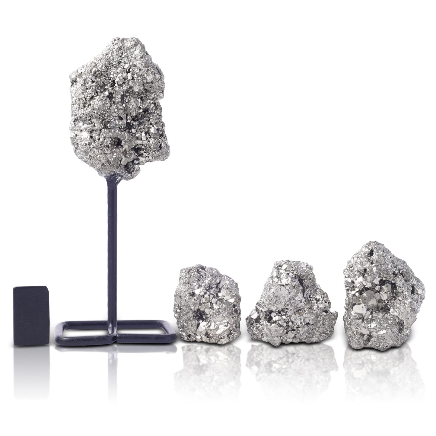 Handcrafted Crystal Showpieces – Unique Gift for Home & Office Décor Crystal Set of 5- - Pyrite for Wealth • Confidence • Increases Assertiveness- 3 +1 Natural form Stones & 1 SHUNGITE Protection Chip