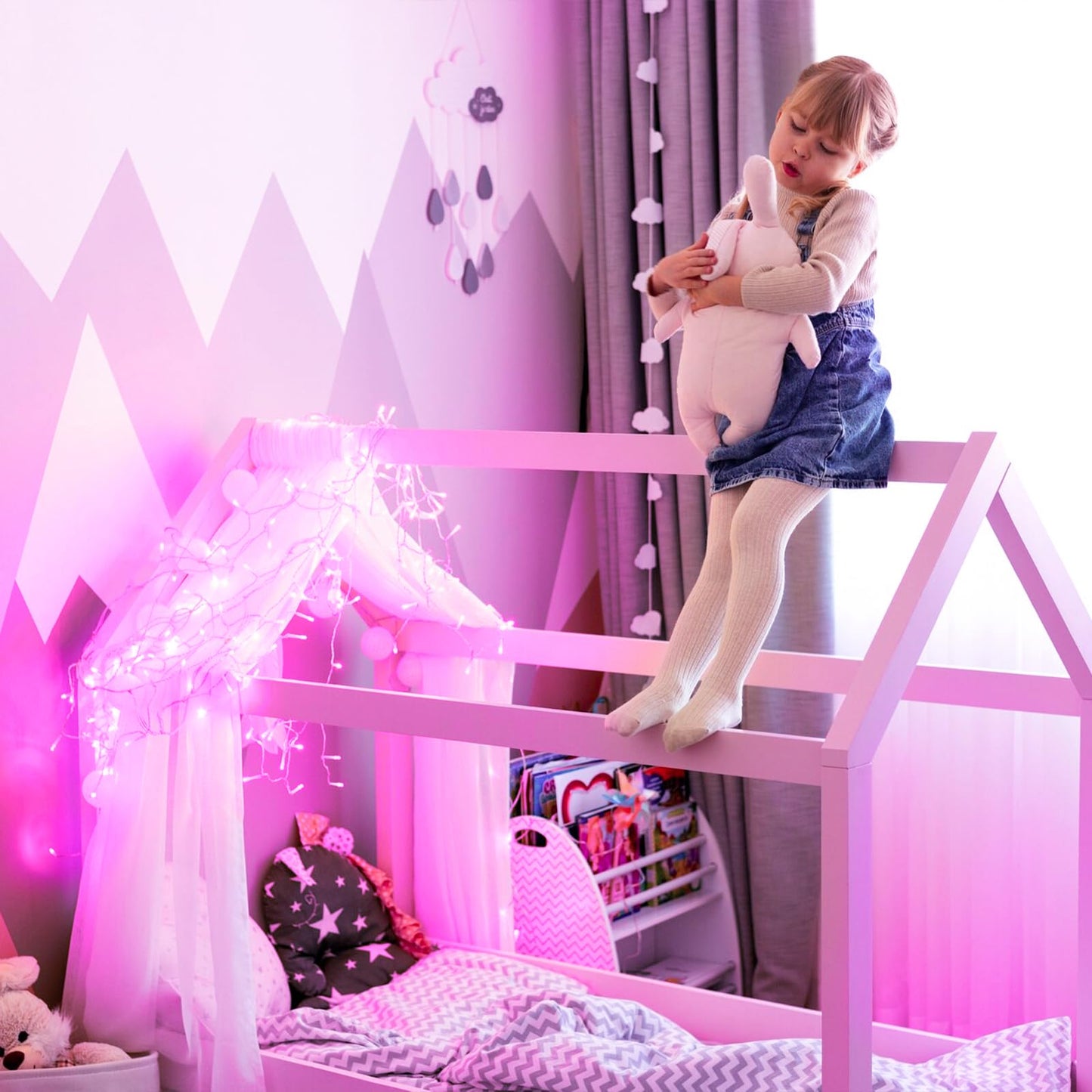JMEXSUSS 66 Ft Connectable Pink Lights for Room Decor, 200 LED Pink String Fairy Christmas Lights Clear Wire Plug in for Bedroom Indoor Outdoor Girl's Room Home Anniversary Birthday