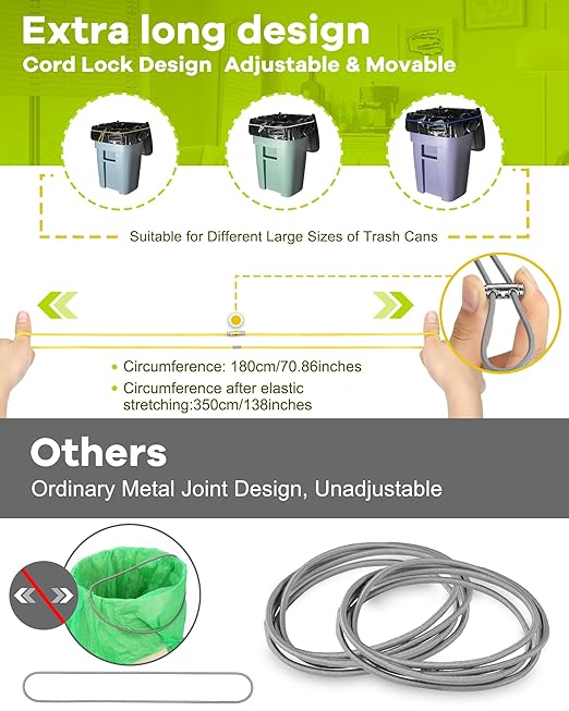 Large Rubber Bands for Trash Can Fits up 40-96 Gallon Extra Large Trash Can