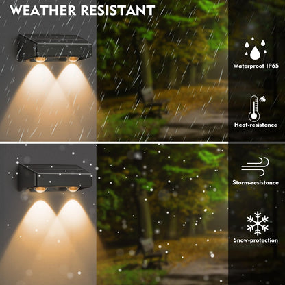 sununiny Solar Fence Lights Outdoor Garden,4 Pack Solar Garden Lights IP65 Waterproof,9 Colors 11 Modes RGB Wall Fence Lights Solar Powered for Outside Backyard,Pathway,Yard