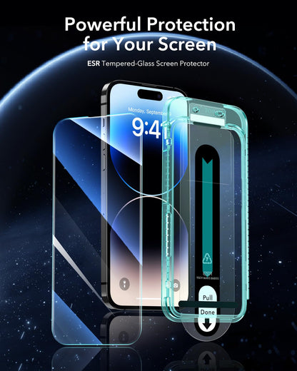 ESR 3 Pack for iPhone 16 Pro Max Screen Protector, [9H Hardness] [Military Grade Shatterproof] Tempered Glass Film with Flawless Fit Tray, HD Clear, Scratch Resistant