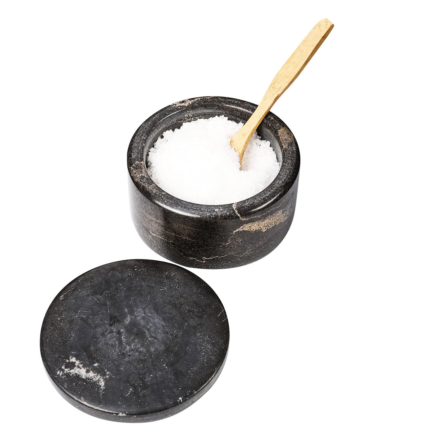 Marble Salt Box Salt Cellar with Lid 4 FL OZ Salt Holder Storage Container for Counter Salt Holder