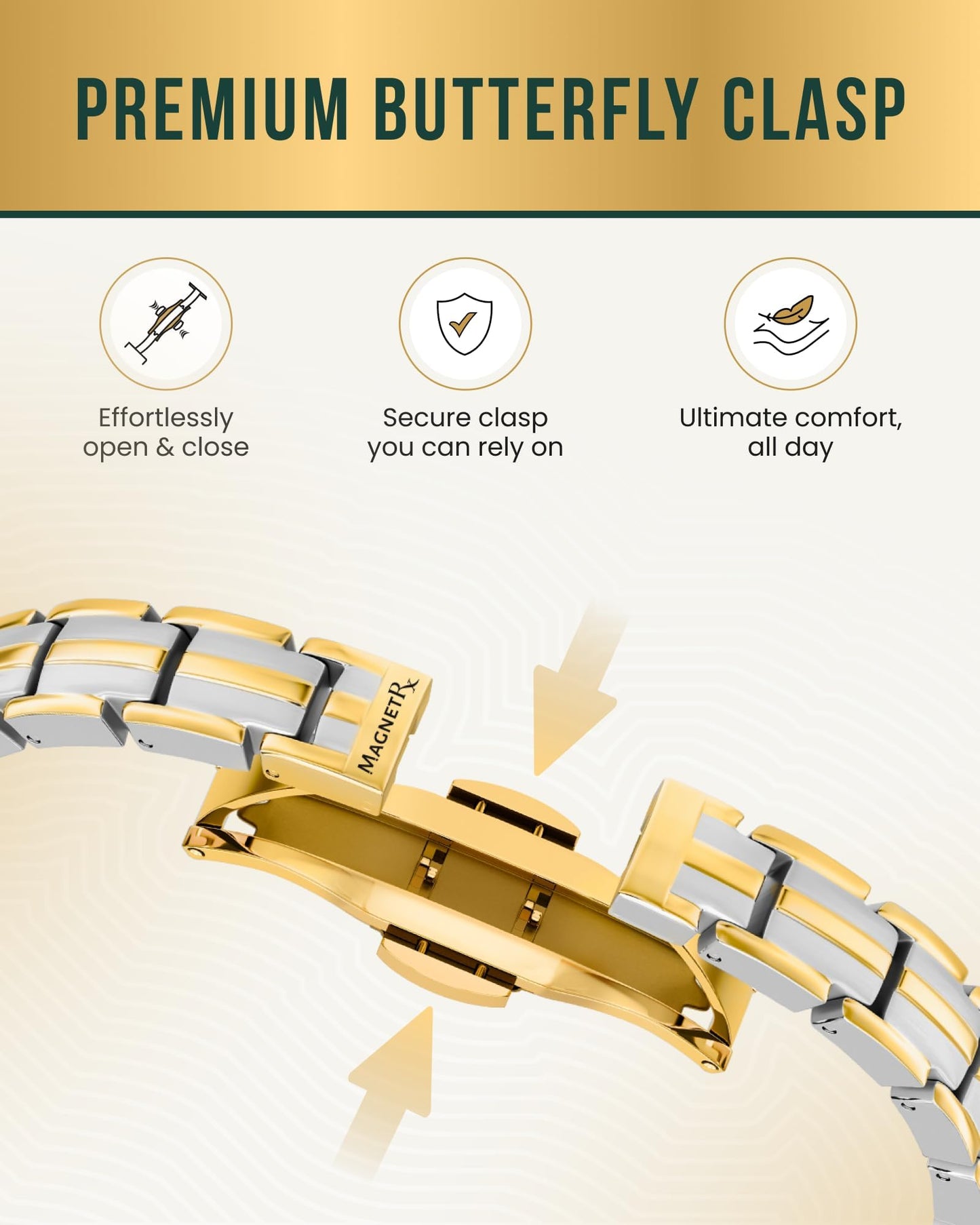 MagnetRX® Magnetic Bracelets for Women - EllipseMAX 5X Strength 5,000 Gauss Magnets - Designed in USA & PATENT PENDING - Premium Titanium Womens Magnetic Bracelet & Adjustable Length (Silver/Gold)
