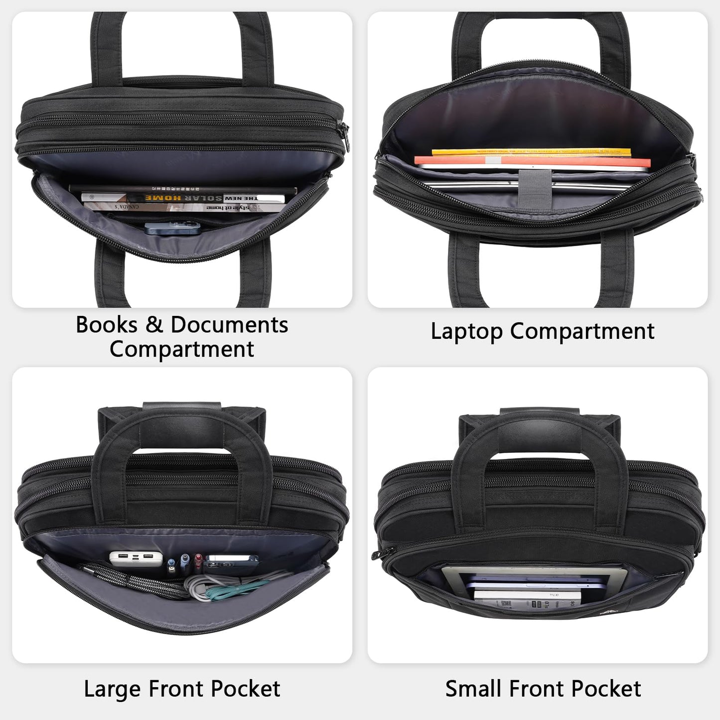 MATEIN Laptop Bag, 15.6 Inch Multifuntional Business Computer Laptop Case, Unisex Spacious Shoulder Messenger Bag Briefcase for Men and Women, Universal Nylon Briefcase for Notebook - Black