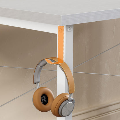 ODK 100×48 cm Desk, Small Computer Desk for Home Office, Study Office Table with Headphone Hooks for Small Space, Easy Assembly, White