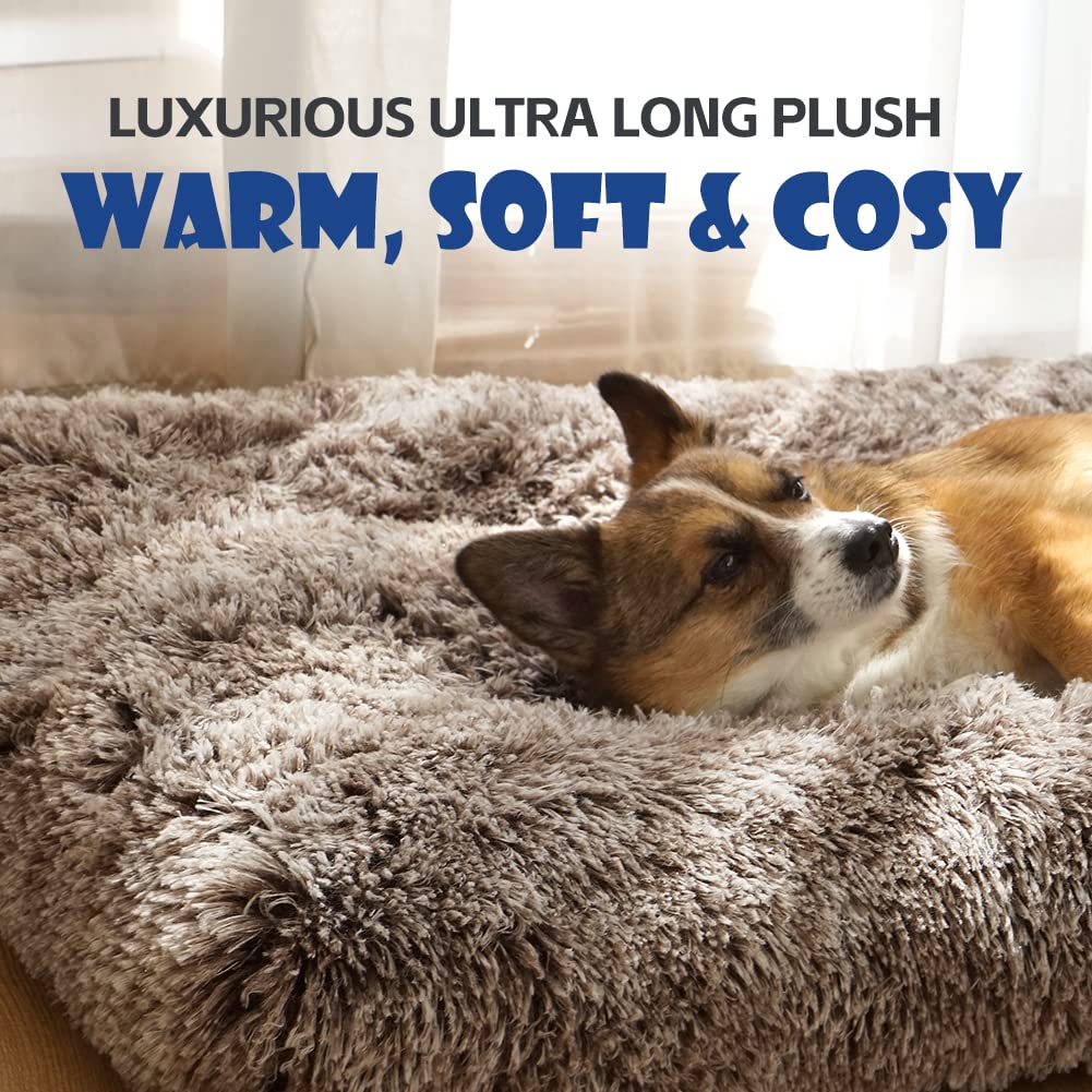 ULIGOTA Dog Bed Crate Pad Plush Soft Dog Crate Bed for Small Medium Large Dogs and Cats Washable Anti-Slip Kennel Crate Mats for Sleeping and Anti AnxietyS