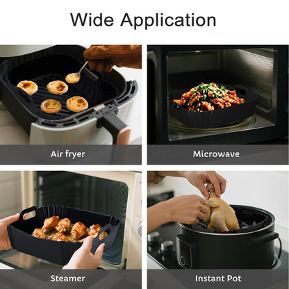 Air Fryer Silicone Liners 2 Pack, Reusable Square Air fryer Basket Liners, 4-7Qt Silicone Baking Tray for Instant Air fryer, Oven Microwave Pot Accessories, Food Grade Kitchen Gadgets