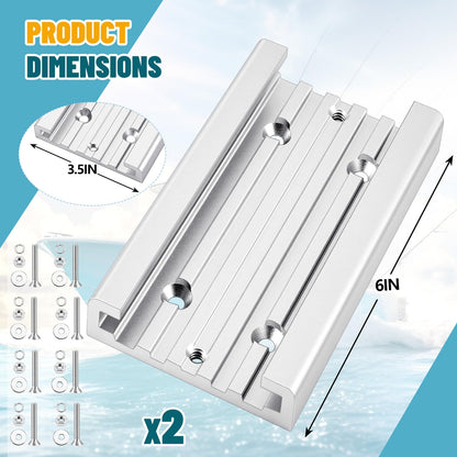 Frienda 1 Pcs 6 x 3.5 in Aluminum Mounting Track System for Boat Accessories, Fishing Systems Mounting Tracks for Rod Holders, Aluanodized Aircraft Grademinum