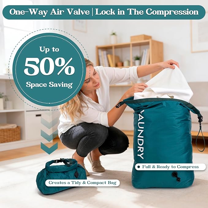 Travel Laundry Bag, Vacuum Compression Dirty Clothes Travel Bag, Waterproof