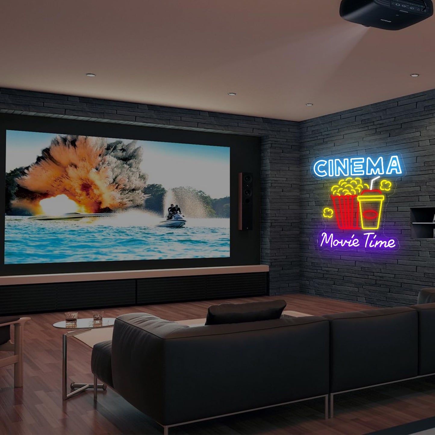 Cinema Movie Time Neon Sign, Movie Theater Led Light, popcorn neon decor, Home Theater Popcorn Led Sign, Home Room Decor Lighting, Snack Bar Decoration Gift, Man Cave Party Birthday
