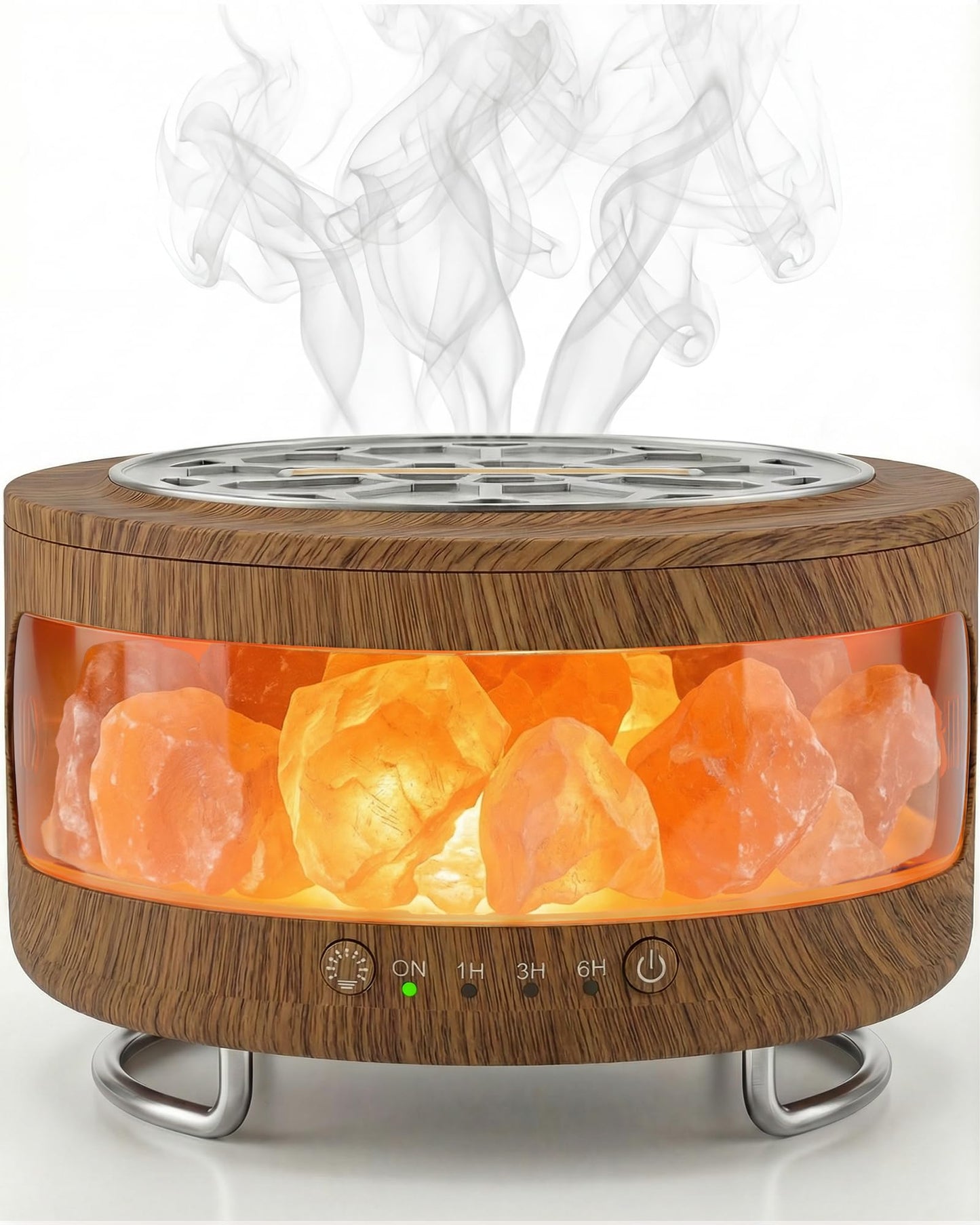 Essential Oil Diffuser with Himalayan Salt Lamp, 350ml Ultrasonic Aromatherapy Humidifier, 7 Colors LED Light, Timer & Auto Shut-Off for Home Bedroom Office Spa Yoga