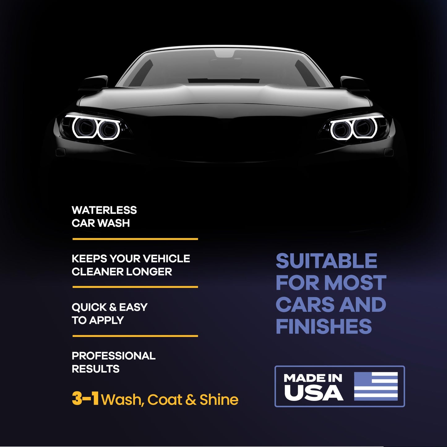 GLOMAX Ceramic Coating For Cars (16 oz.) - Hydrophobic Ceramic Car Wax Spray With Added UV PROTECTION - LONG LASTING Shiny Car Stuff - Spray Wax For Cars With 2 Micro Fiber Towels, Waterless Wash