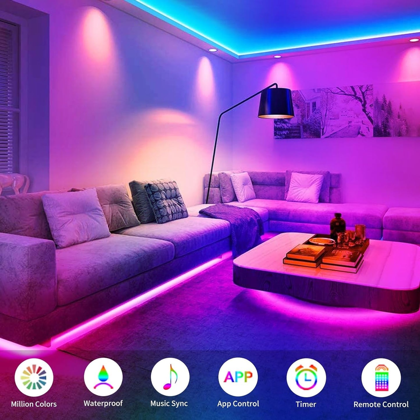 Honche Smart LED Fairy String Light USB 10M/33FT Rainbow Light Waterproof Remote/app Control Outdoor Indoor Rope Lights DIY Color Changing Christmas -mas String Light for Bedroom Garden Cafe