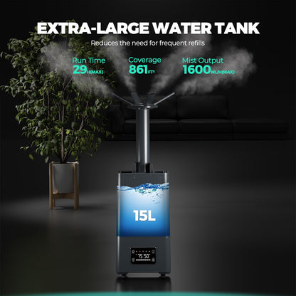 MARS HYDRO Plant Humidifier 5L,with Adjustable Humidity,Timer Function,Ultrasonic Precise and Silent Operation,No-Leak Seal for Grow Tent,Indoor Planting,Greenhouse,Bedroom