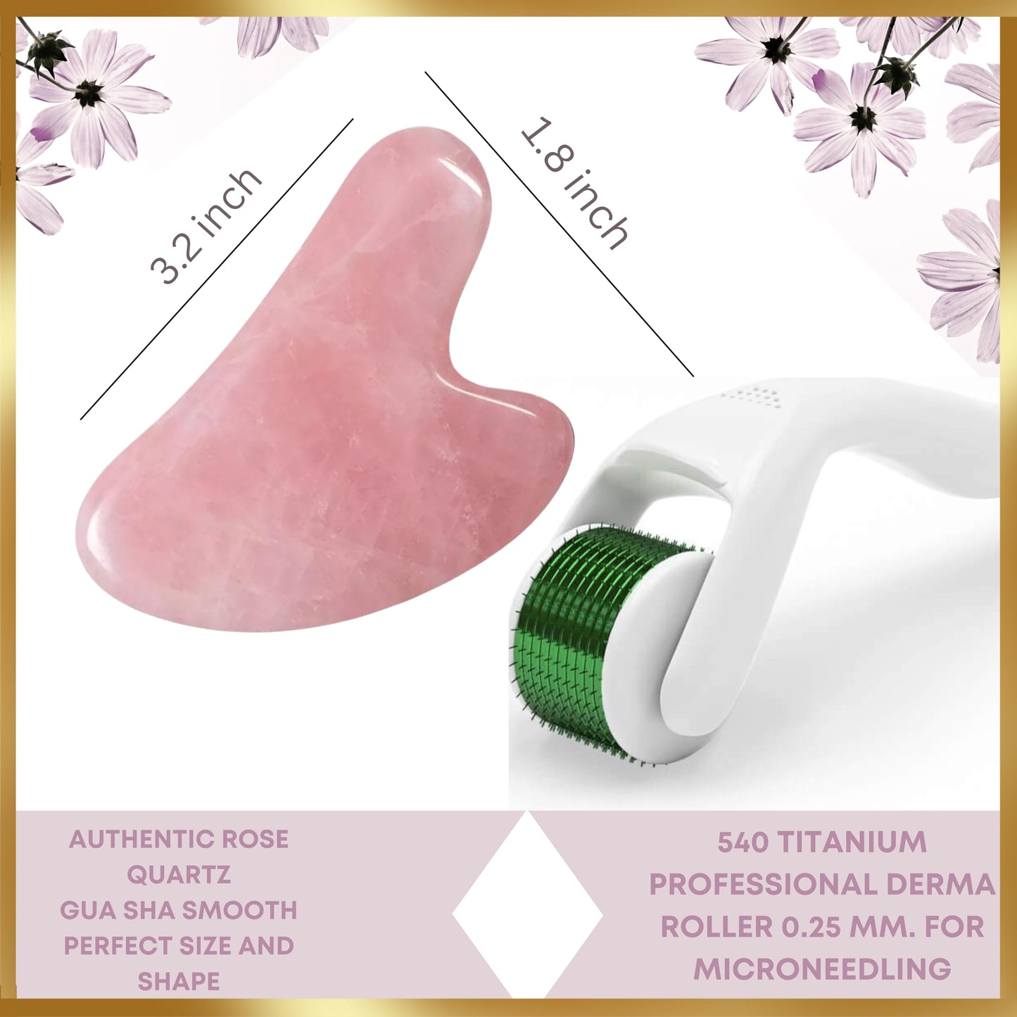 100% Authentic Jade Roller and Gua Sha Set for face I Derma Roller I Facial Tools I Real Guasha I Premium Quality I Mother's Day Gift for wife