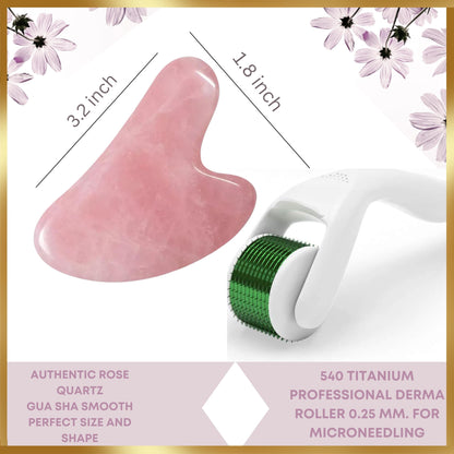 100% Authentic Jade Roller and Gua Sha Set for face I Derma Roller I Facial Tools I Real Guasha I Premium Quality I Mother's Day Gift for wife