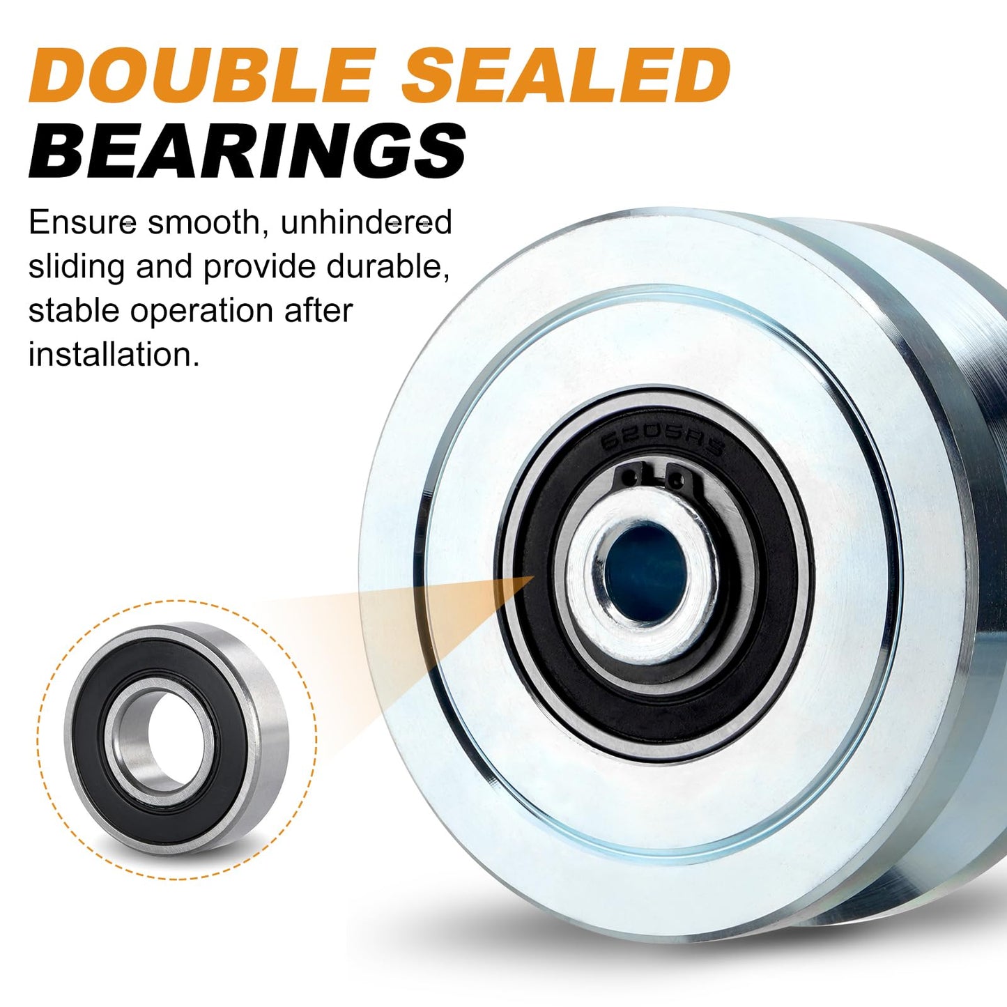 TRUCFUSION 4" V Groove Gate Wheels, Solid Sliding V Groove Wheels, Load Capacity 3000LBS Heavy Duty for Rolling Door Gate V Tracks, 2 Pack