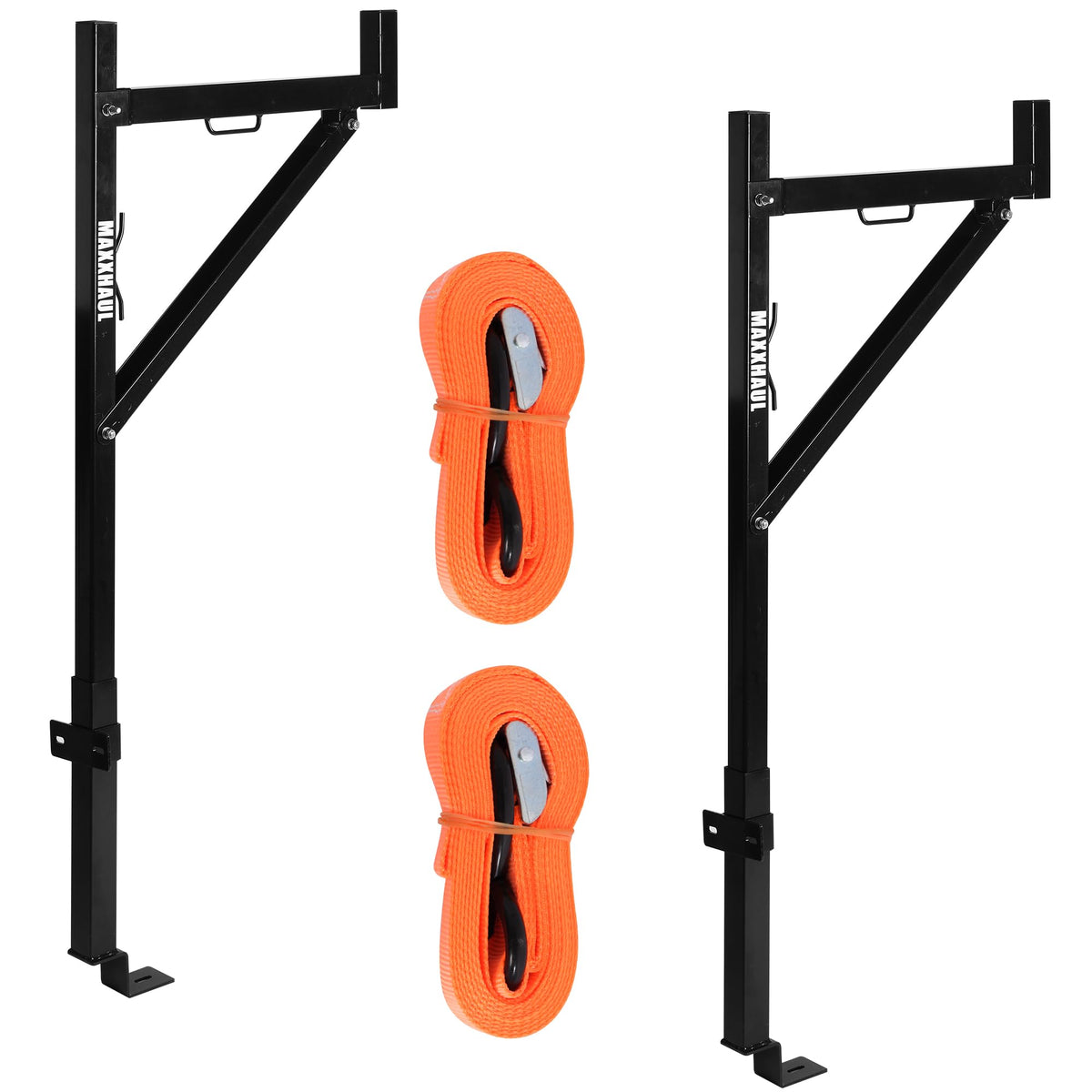 MaxxHaul 50934 Heavy Duty Ladder Rack (with 2 tiedowns), Black