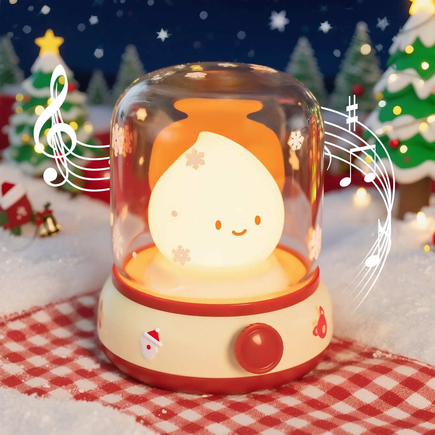 BANDIANCY Christmas Flame Night Light, Cute Night Light with White Noise, Dimming, Rechargeable Portable Small Table Lamp, Best Idea for Christmas Gift Decor