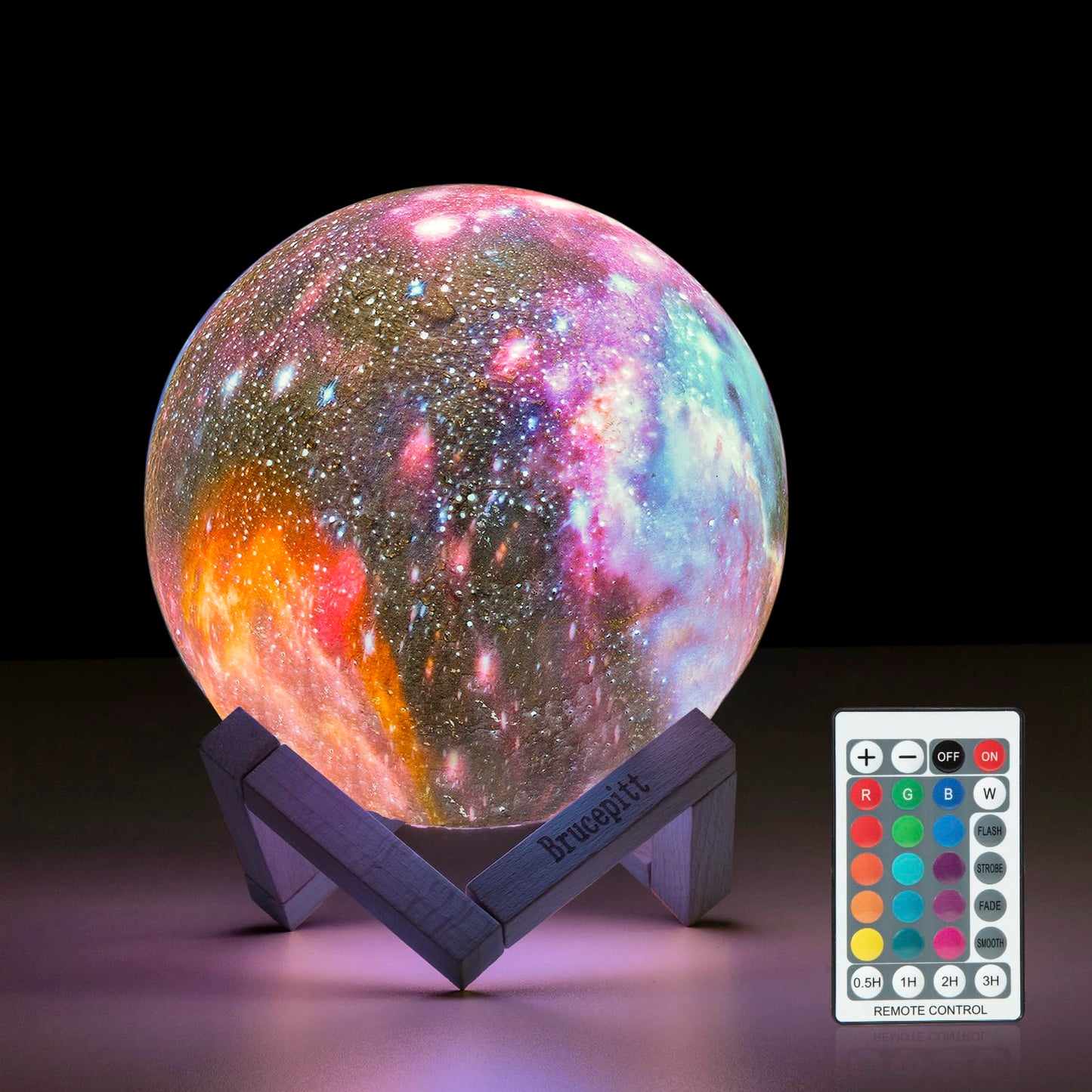 Brucepitt Moon Lamp Galaxy Lamp Upgraded Timing 4.7 Inch 16 Colors 3D Moonlight Galaxy Light,Moon Night Light for Adults,Kids Lamp Moon Gifts for Women Girls Boys Bedroom