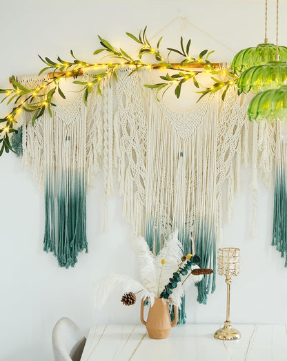JMEXSUSS Artificial Olive Lighted Garland for Fireplace Decor, 100 LED 6 Ft Christmas Mantel Garland Fairy Lights Battery Operated, Vines with Lights for Table Bedroom Wedding Easter Spring Decoration