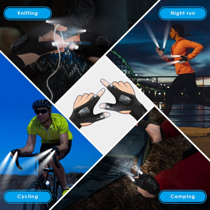 LED Rechargeable Flashlight Gloves - Stocking Stuffers for Adults, Cool Gadgets and Fishing Gifts for Dads and Men Who Have Everything