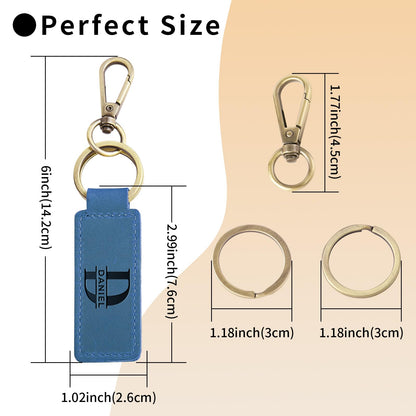 Onedor Custom Keychain, Personalized keychains, Genuine Leather Key Chain Holder Engrave Name Text, Customized Gifts for Men Boyfriend Lovers