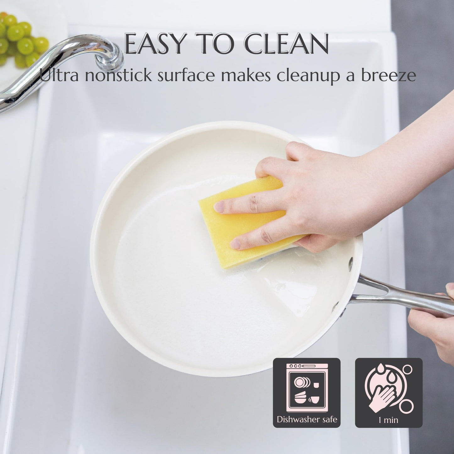 UUKRAVE Nonstick Ceramic Frying Pan Set, Ceramic Pan Skillet for Cooking, Healthy & Non-Toxic, PFAS/PTFE/PFOA-Free, Induction Compatible, Dishwasher & Oven Safe, 8"/9.5"/11"