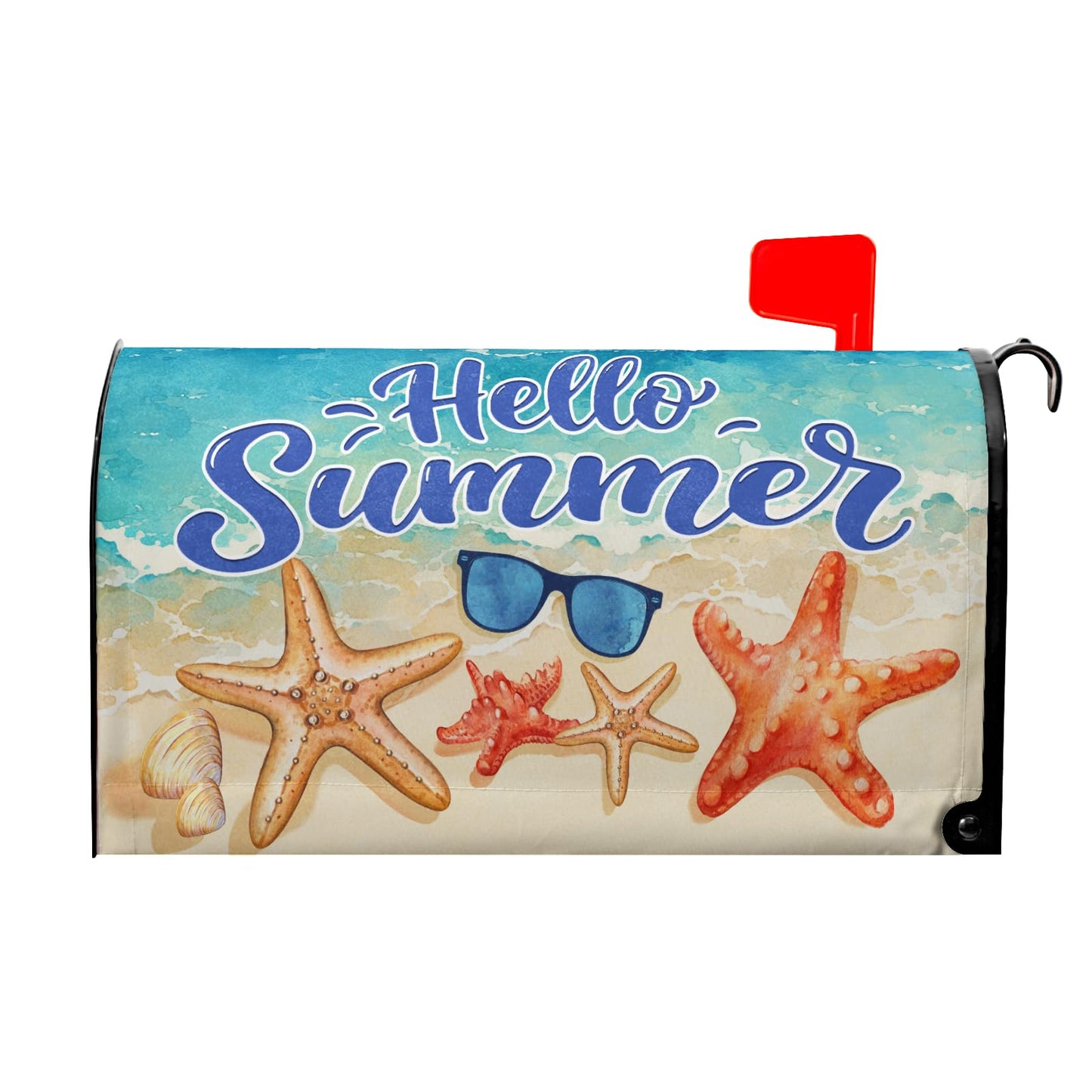 VentuCoven Hello Summer Mailbox Cover Beach Starfish Mail Box Covers Magnetic Standard Size Sunglasses Post Letter Box Cover Wrap 21x18 inch Mailbox Decorations for Outside Garden Yard