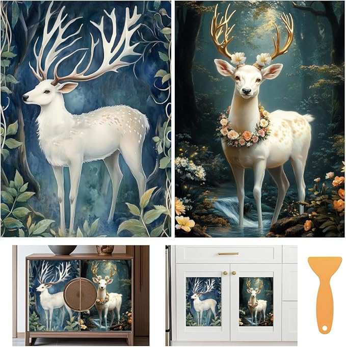 6 Sheets Forest Deer Rub on Transfers