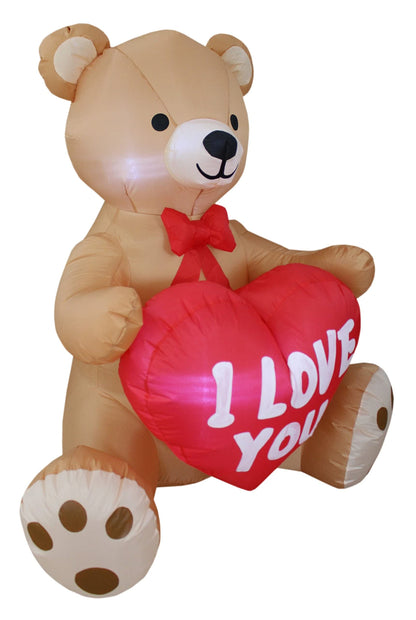4 Foot Tall Valentine's Day Inflatable Teddy Bear with I Love You Heart Romantic Sweet Valentines Gift for Couples, Pre-Lit LED Lights Outdoor Indoor Holiday Blow up Lighted Yard Decoration