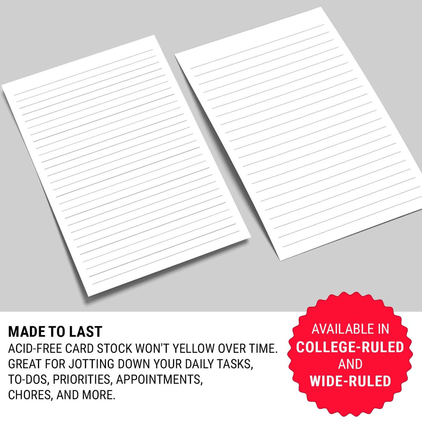 321Done Ruled Notepad - 50 Sheets (5.5" x 8.5") - Luxury Planning Note Pad with Lines - Thick Premium Paper - Made in USA - Plain White