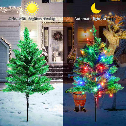 Windpnn Upgraded 6-Pack 120 LED Solar Christmas Garden Stake Lights, Outdoor Waterproof Solar Xmas Tree Yard Stake Christmas Pathway Lights for Christmas Decorations Garden Yard Lawn Pathway (8 Modes)