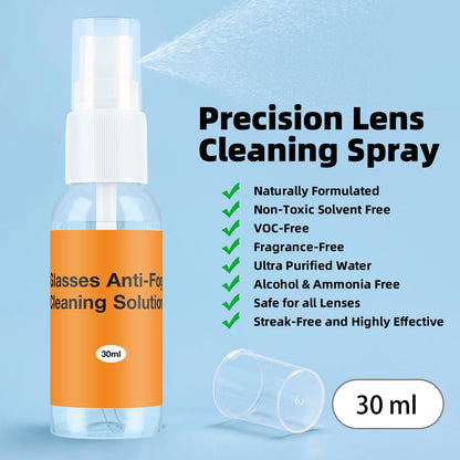 Glasses Cleaner Kit Eyeglass Cleaner, Anti Fog Spray with Microfiber Lens Cleaning Cloth, Glasses Repair Tool with Screws, Portable Travel Eyeglasses Cleaning Kit with Case