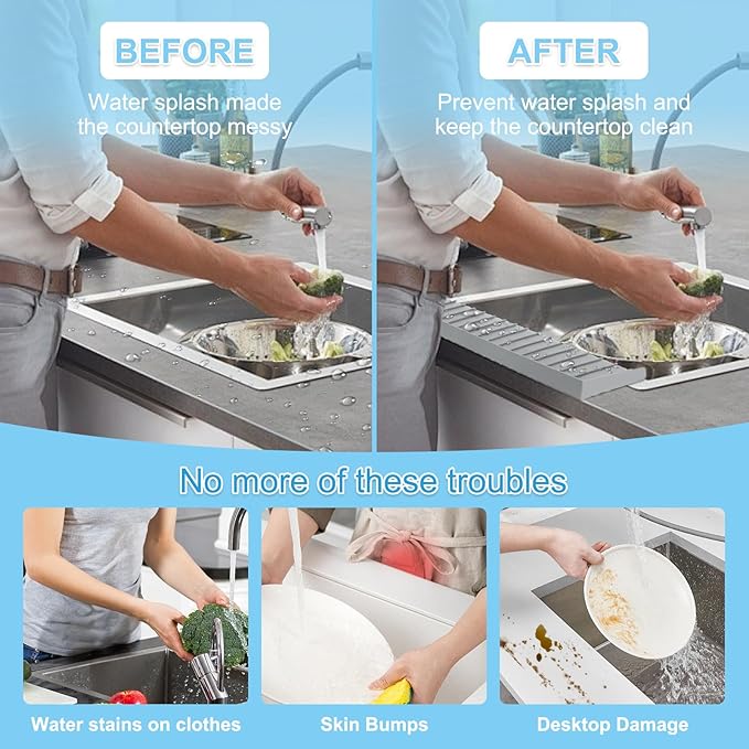 Silicone Sink Edge Protectors 4" x 24", Upgrade Kitchen Sink Splash Guards
