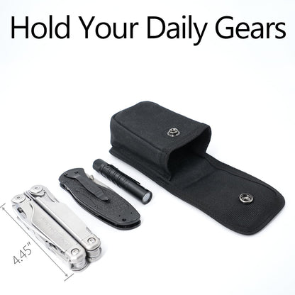 diodrio 2 Pack EDC Belt Pouches for Men Women, Small Utility Holster Pouches with Belt Loop for Hiking, Fishing, Camping, Snap Closure, Classic Waxed Canvas, Black Small